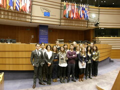 Groepsfoto studiereis in het Europees Parlement